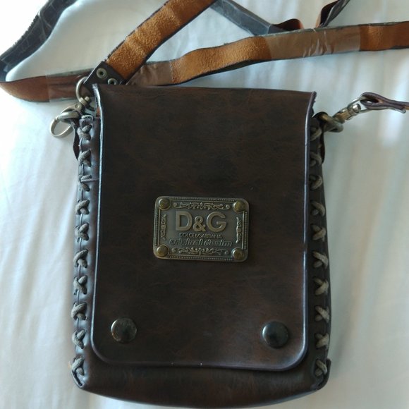 Vintage original Dolce and Gabbana messenger bag leather brown - Picture 1 of 4